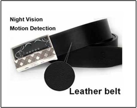 Spy Night Vision Leather Belt Hidden Camera