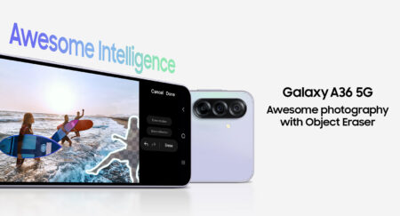 Samsung Galaxy A36 5G smartphone with vibrant AMOLED display