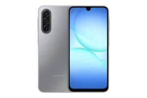 Samsung Galaxy A17 5G smartphone front view displaying vibrant screen