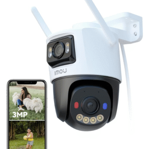 IMOU Cruiser Triple Wi-Fi security camera with triple-lens design, 360-degree pan and tilt coverage, AI detection, and night vision for home and business surveillance.