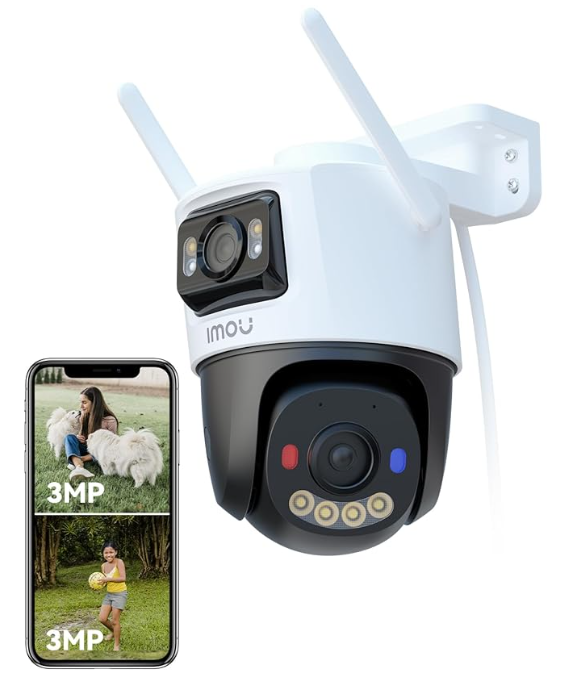 Screenshot 2025-12-25 172257 IMOU Cruiser Triple Wi-Fi security camera with triple-lens design, 360-degree pan and tilt coverage, AI detection, and night vision for home and business surveillance.